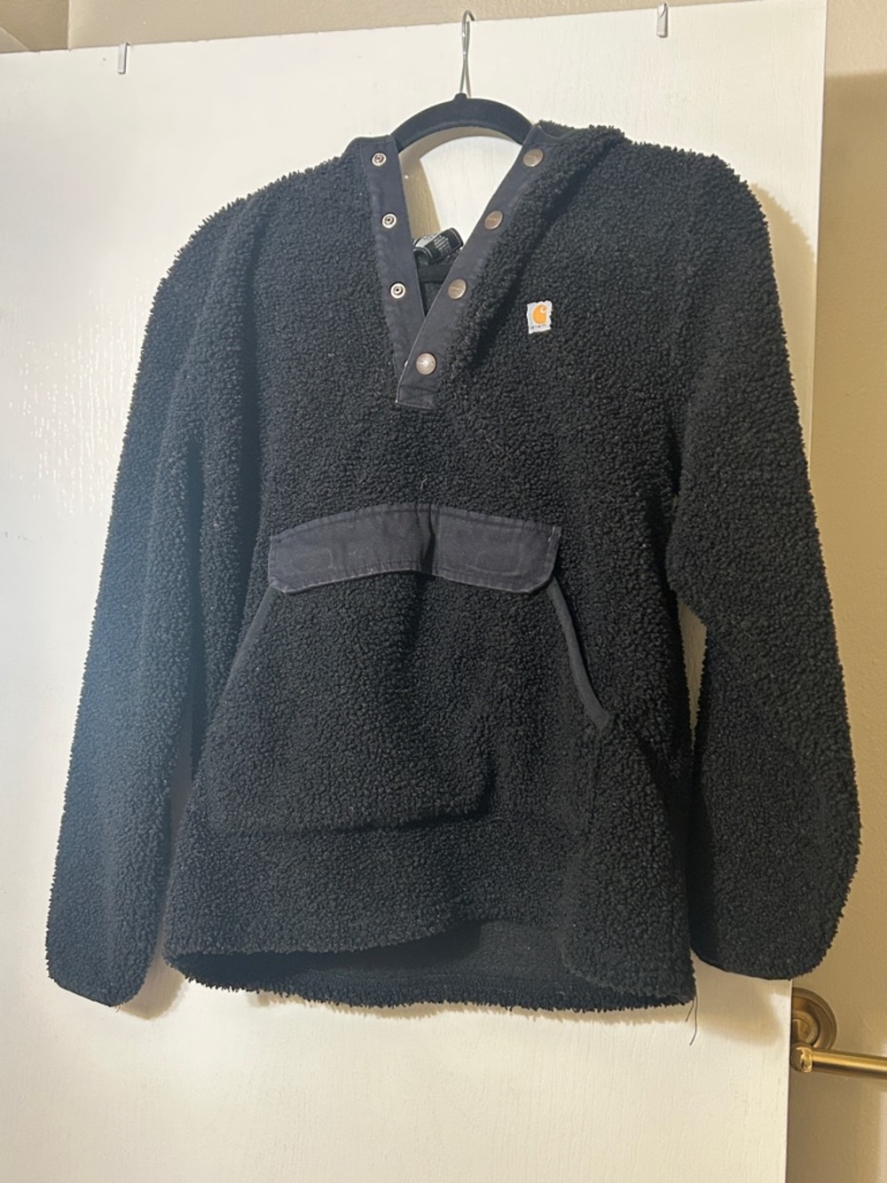 Size 14/16 Girls Carhartt Black Sherpa Snap-Placket Pullover